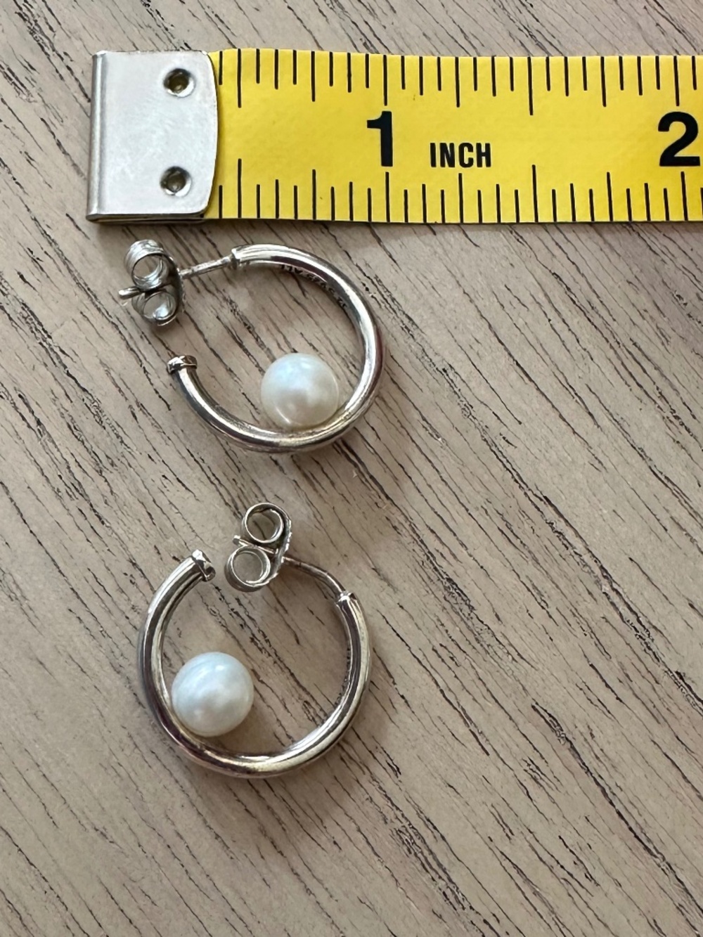 Pandora Sterling Silver and Pearl Hoop Earrings